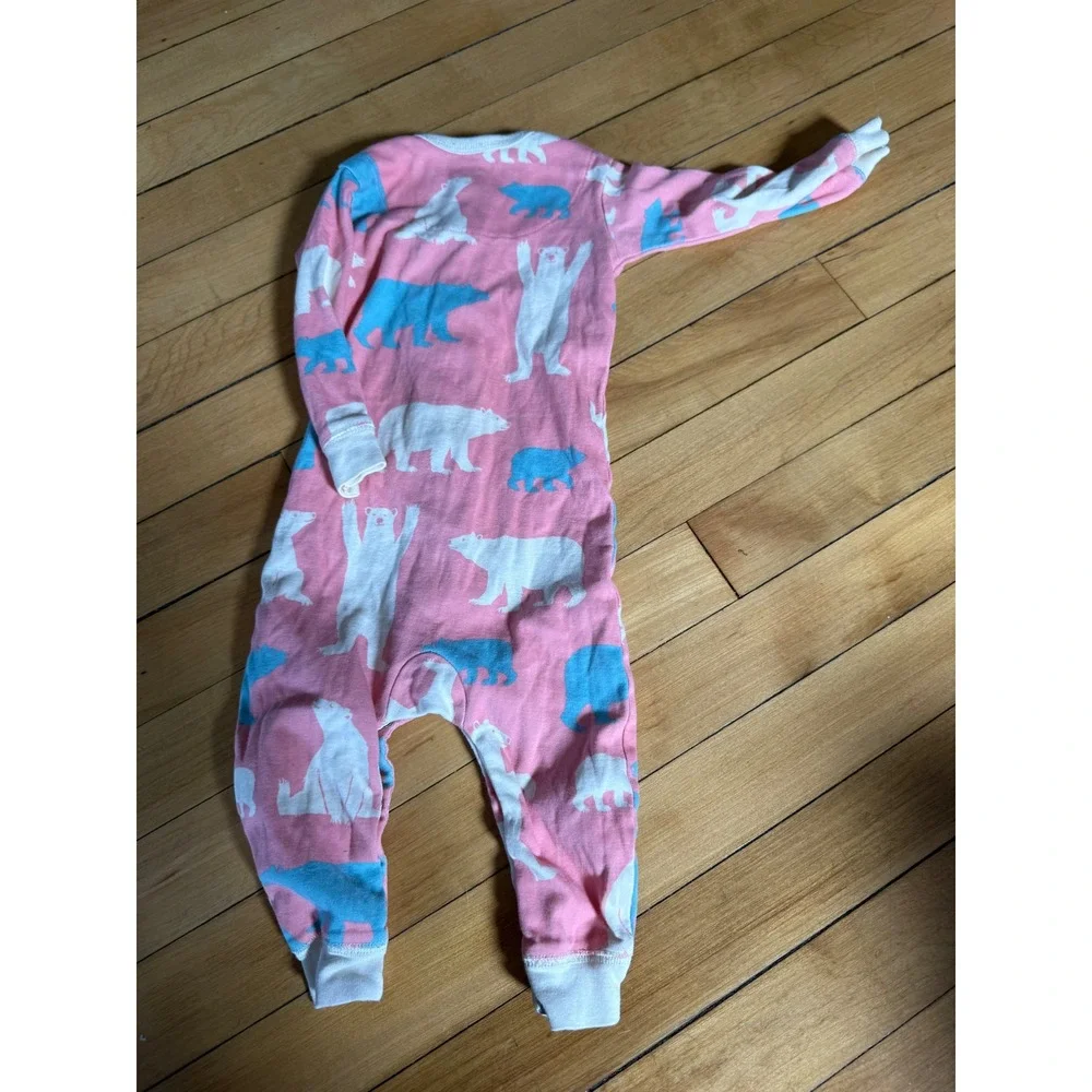 Little Blue House pink blue & white bear print one piece sleeper